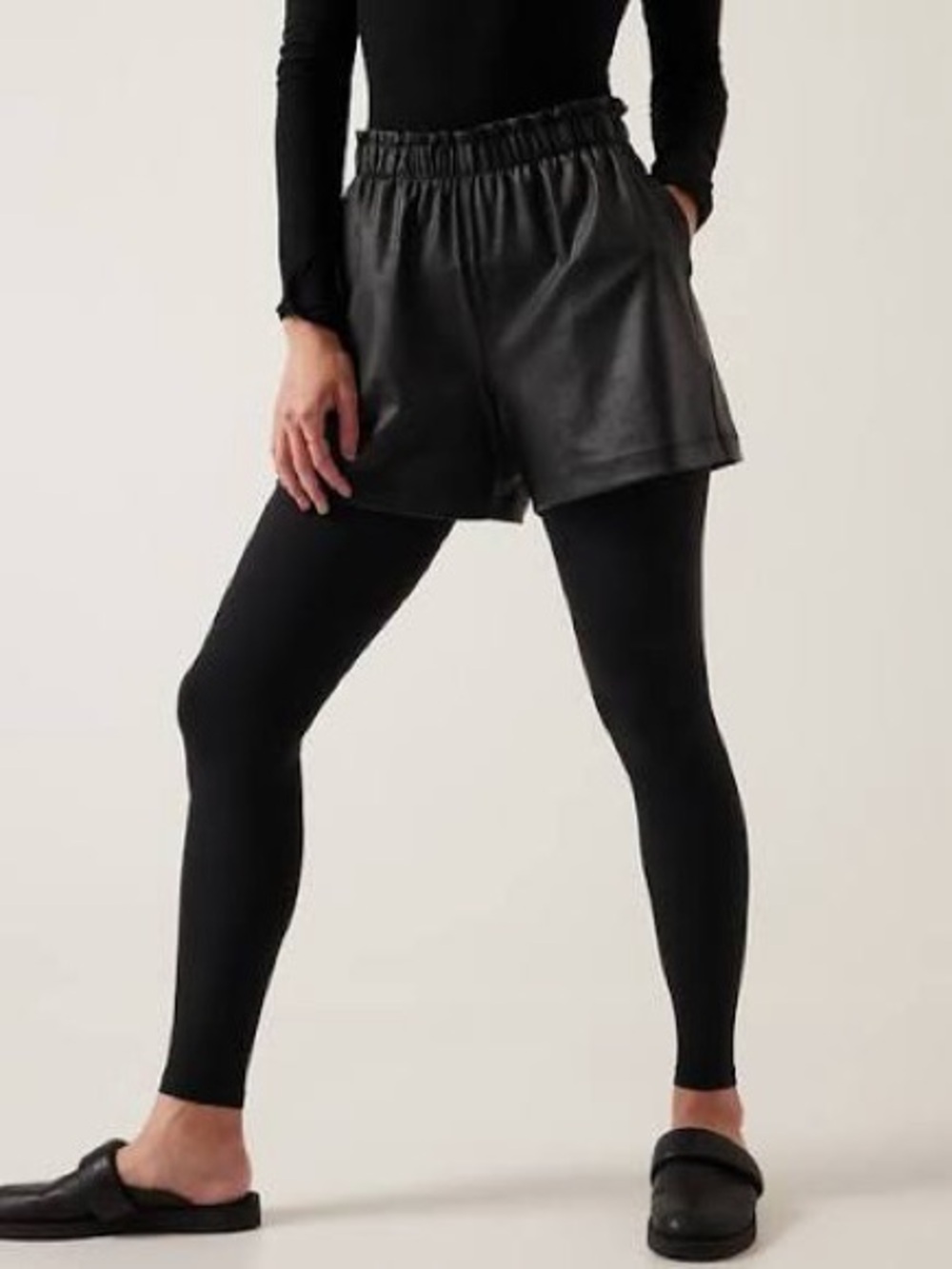 Athleta Faux Leather Look Gleam Shorts size L